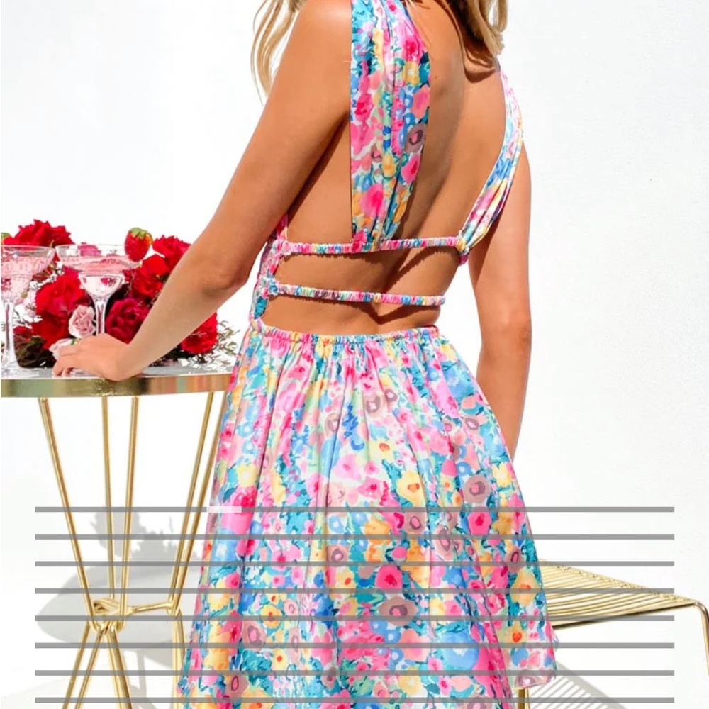 Beginning Boutique Colorful Floral Mini Dress - Picture 3 of 5